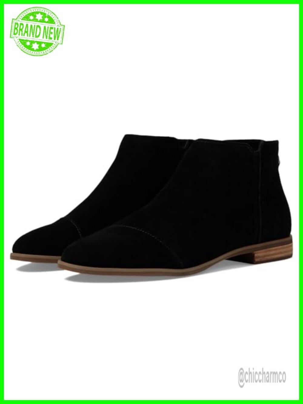 TOMS Rylie Suede Flat Ankle Bootie with Back Zipper Casual